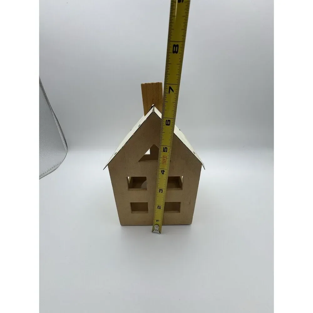 Rustic Wooden House Tea Light Holder LED Farmhouse Decor 6.5
